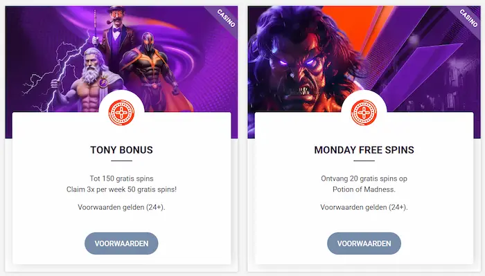 TonyBet Casino bonuses